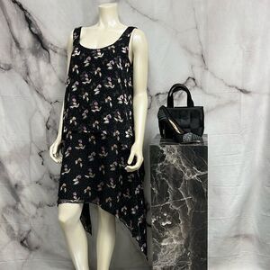 Opening ceremony dress black cream lavender floral print